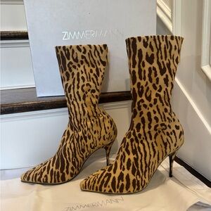Zimmermann Mid Length Zip Lyrca Boots in Animal Print